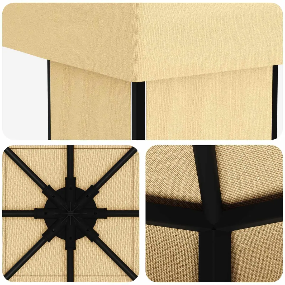 Outdoor Gazebo Canopy Structure Cream Steel Frame 4x3m Polyester Cover