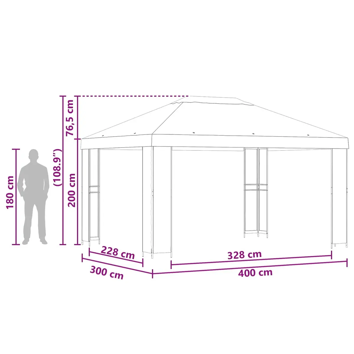 Gazebo Outdoor Canopy Shade Structure 4 x 3 m Anthracite Steel Frame Polyester
