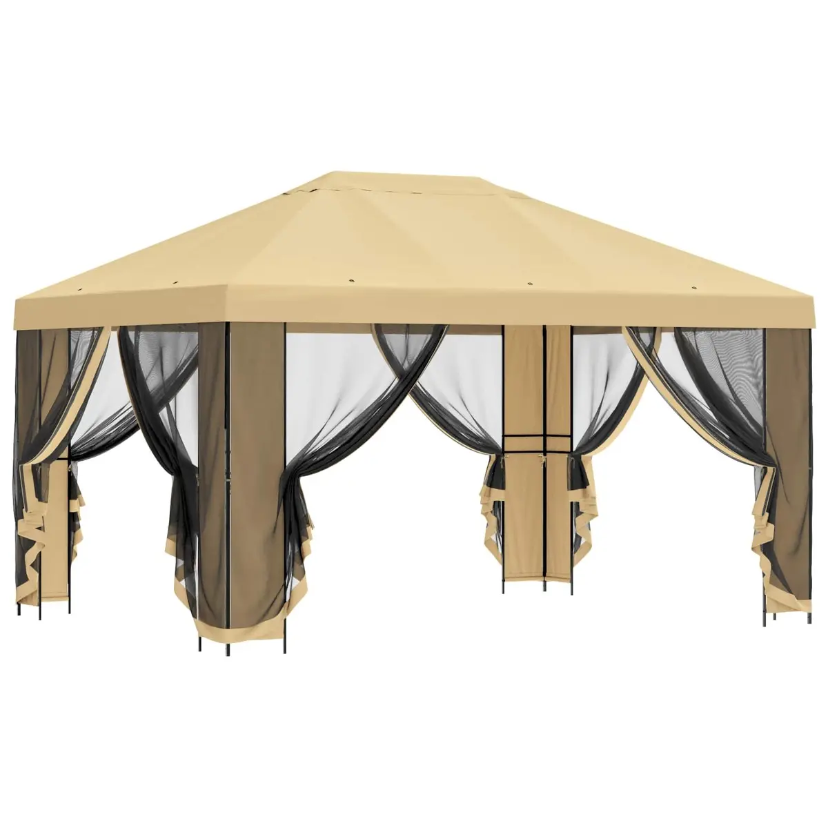 Garden Gazebo Canopy Outdoor Shade Structure 4x3m Steel Frame Cream