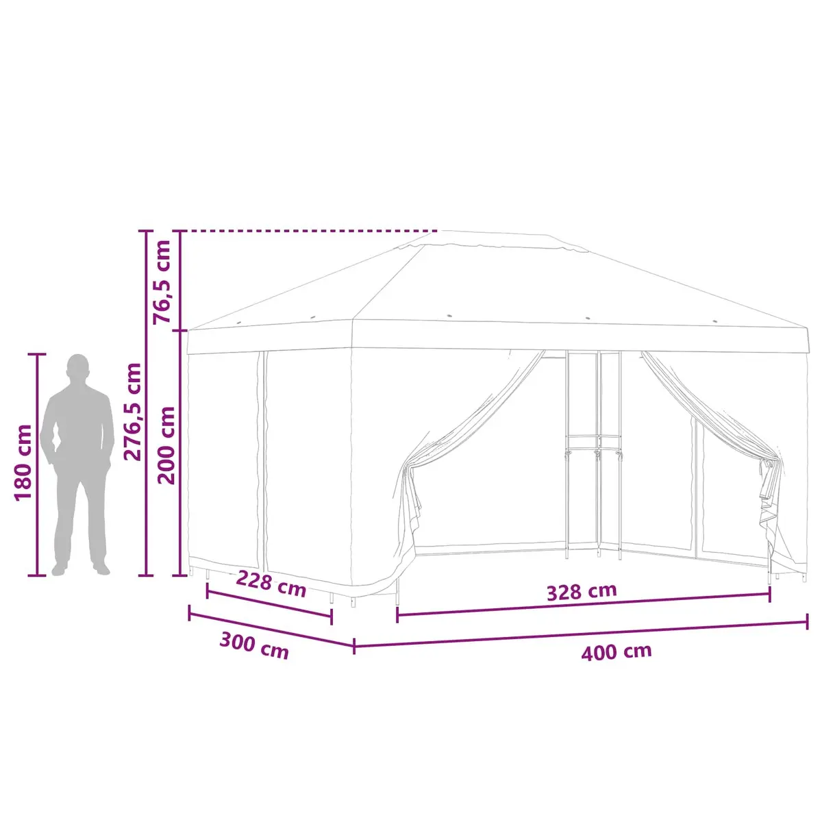 Garden Gazebo Canopy 4x3m Anthracite Outdoor Shade Pavilion