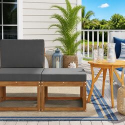 Outdoor Footstool Solid Acacia Wood Modular Seating Garden Balcony Brown