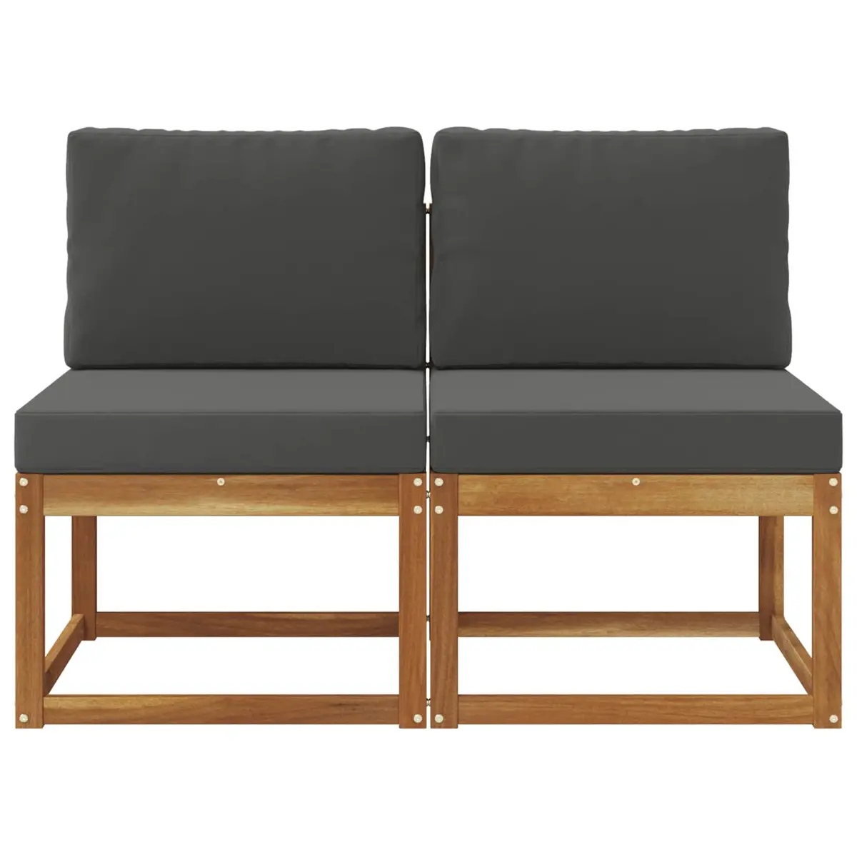 Outdoor Sofa Middle Section Modular Seating Acacia Wood Brown