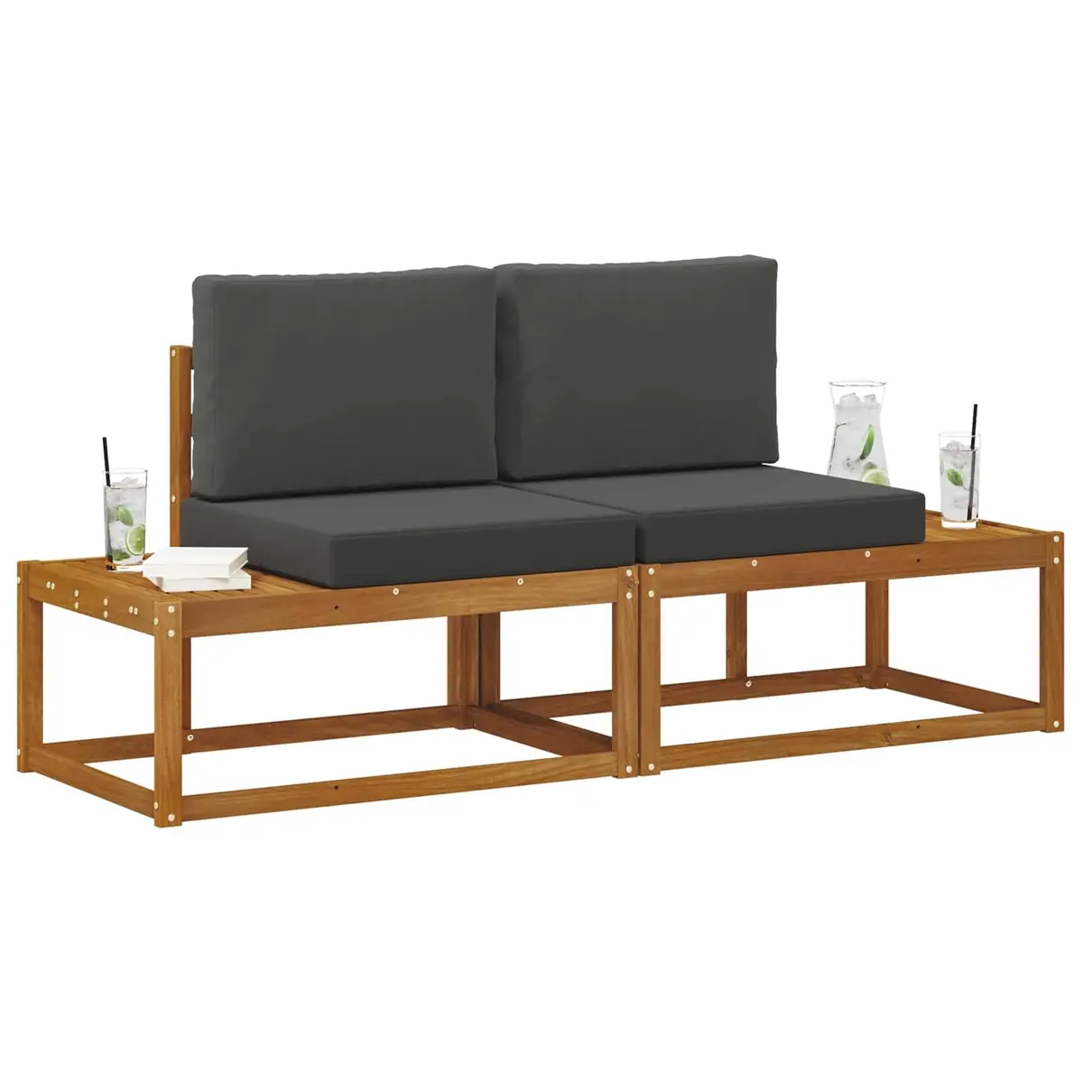 2 Piece Brown Outdoor Sofa