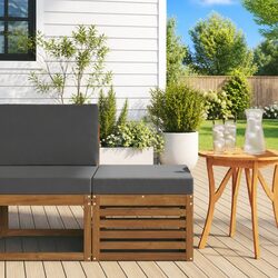Reliable Solid Acacia Wood Footstool for Your Outdoor Area