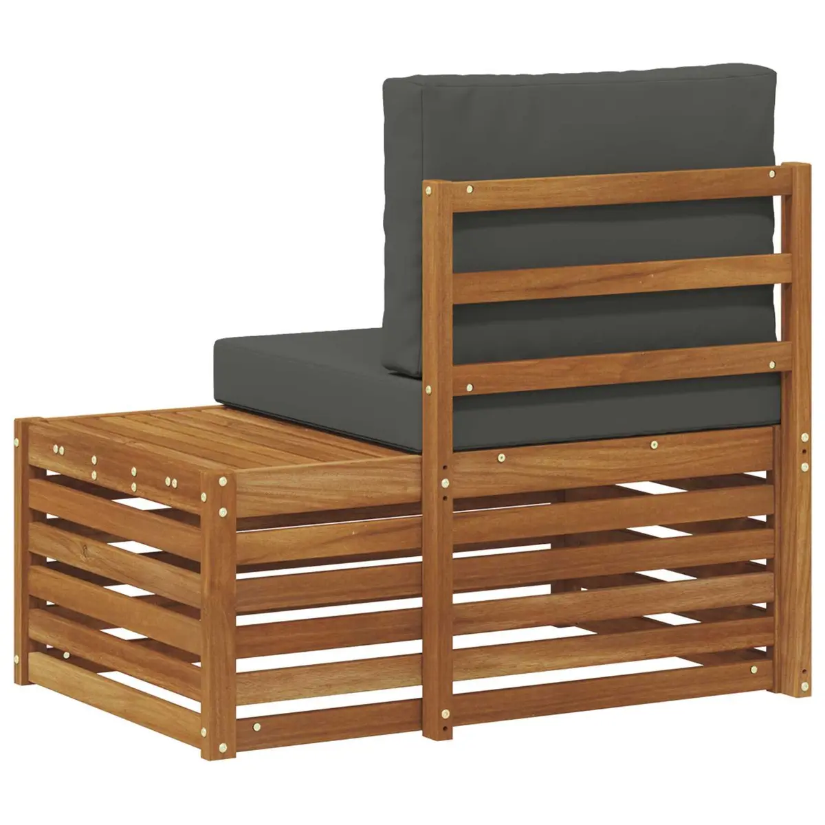 Outdoor End Sofa Garden Seating Unit Solid Acacia Wood Brown 91 x 63 x 73 cm