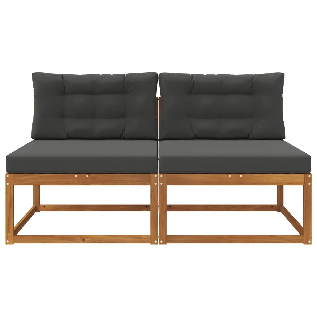 Outdoor Middle Sofa Modular Garden Sectional Seating 2 Piece Brown