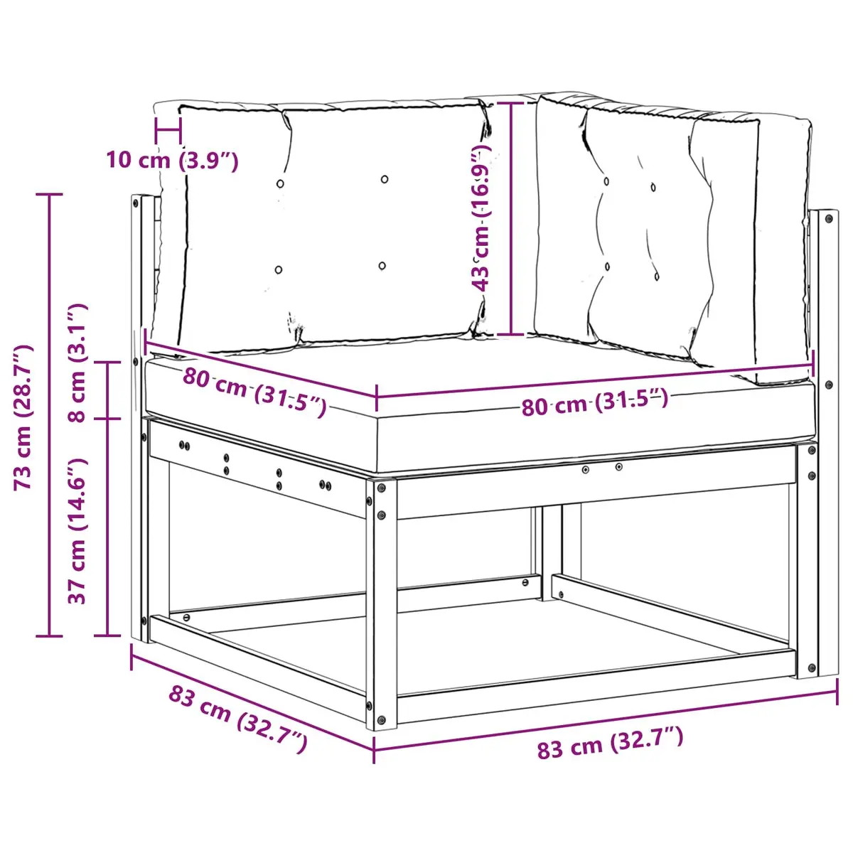 Outdoor Corner Sectional Sofa Unit Garden Patio Furniture Modern Modular Design