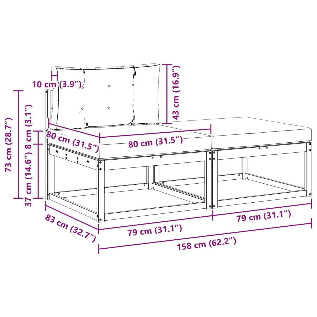 2-Piece Outdoor Sectional Sofa
