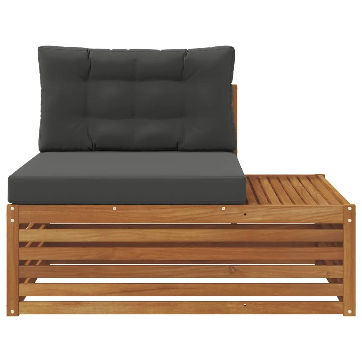 Outdoor End Sofa Brown Solid Acacia Wood Garden Patio Sectional Seating Unit 115 x 83 x 73 cm