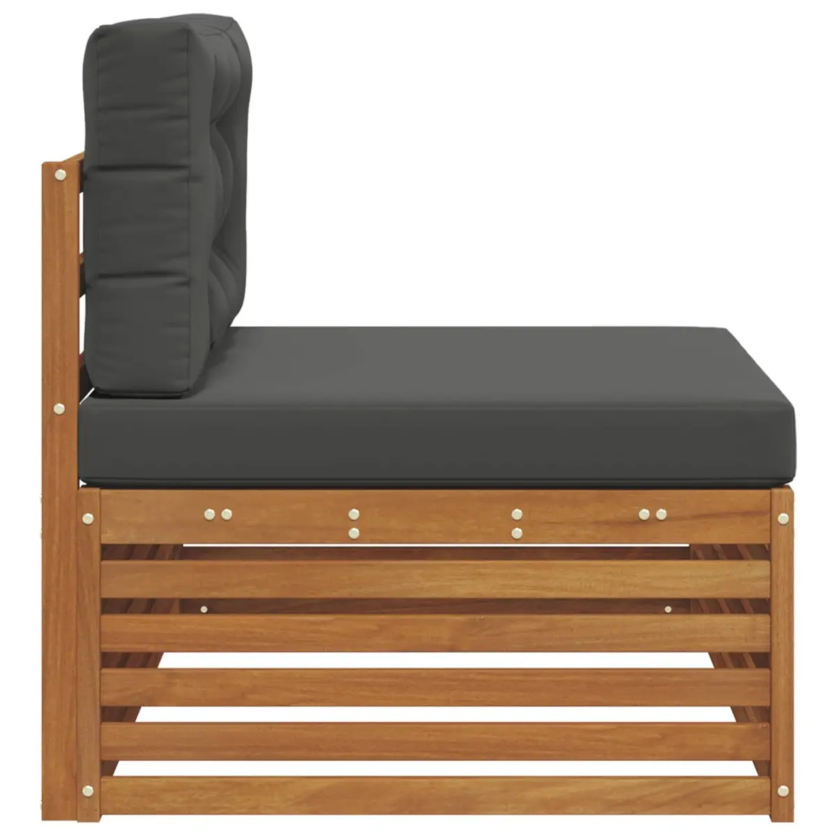 Outdoor End Sofa Brown Solid Acacia Wood Garden Patio Sectional Seating Unit 115 x 83 x 73 cm