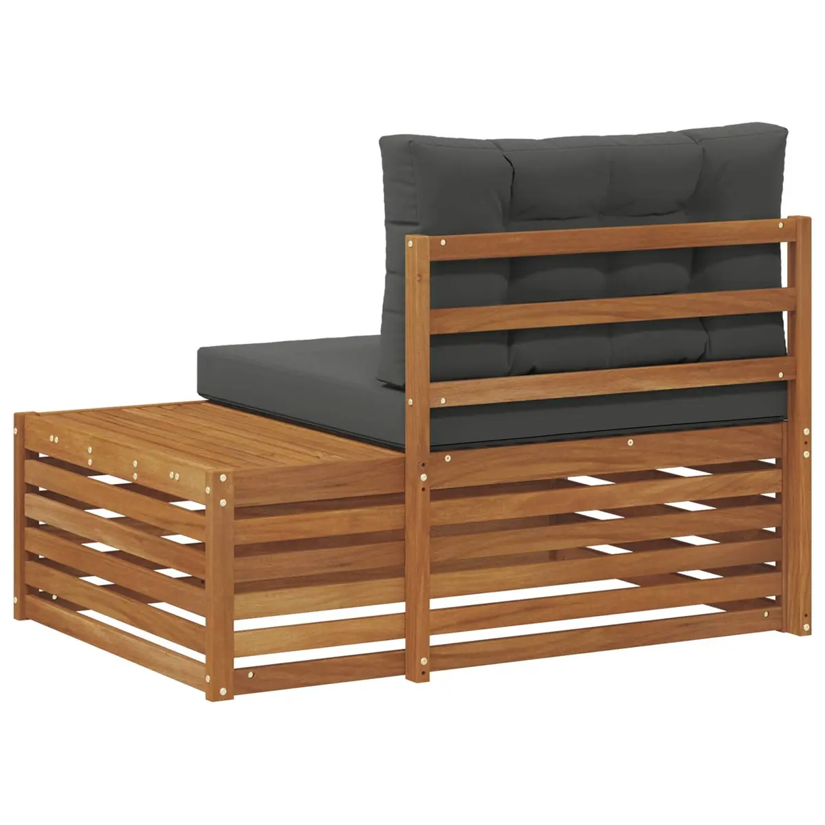 Outdoor End Sofa Brown Solid Acacia Wood Garden Patio Sectional Seating Unit 115 x 83 x 73 cm