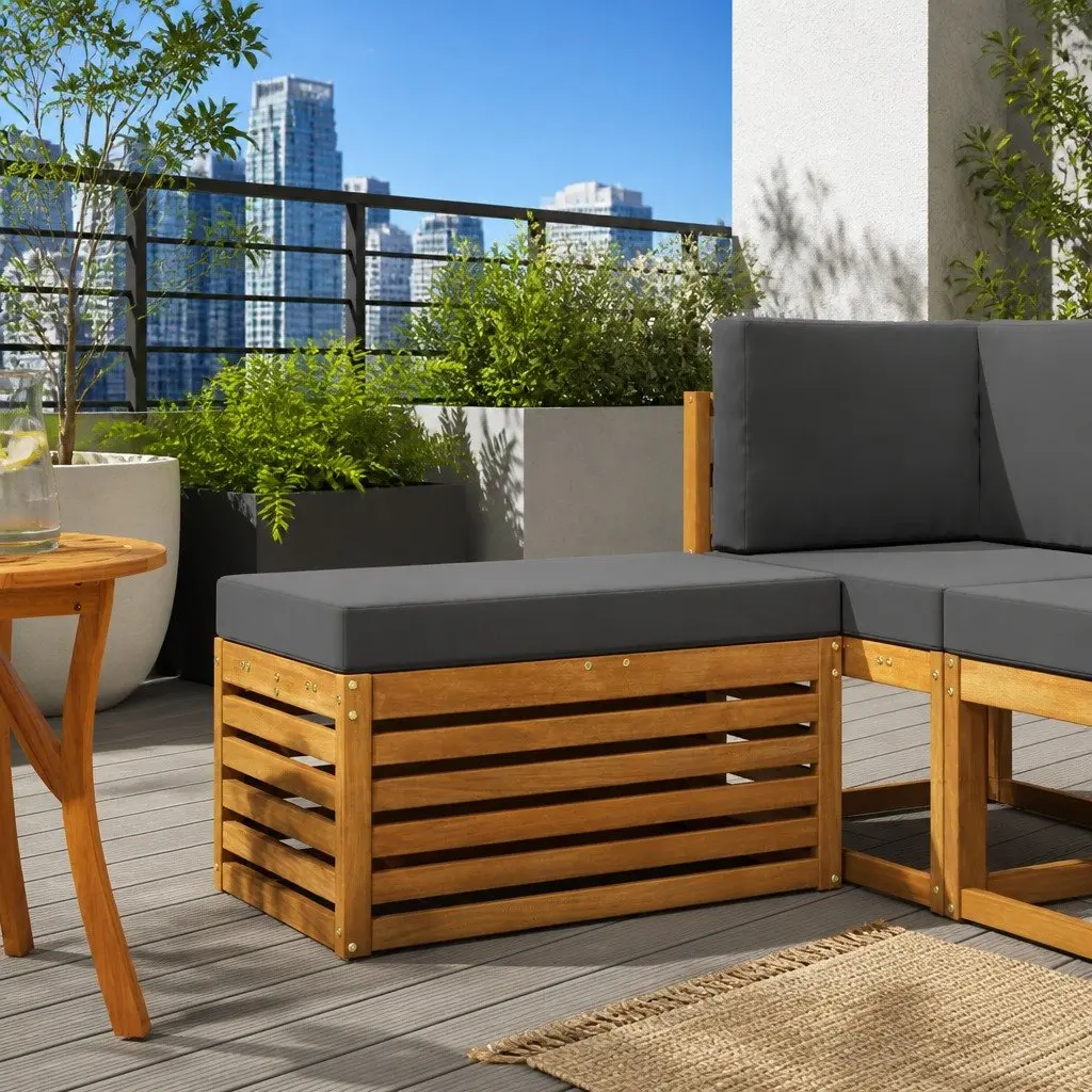 Outdoor Stool Bench Solid Acacia Wood Garden Patio Seat Natural Brown