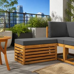 Outdoor Sectional Sofa Modular Seating Set Solid Acacia Wood Garden Patio