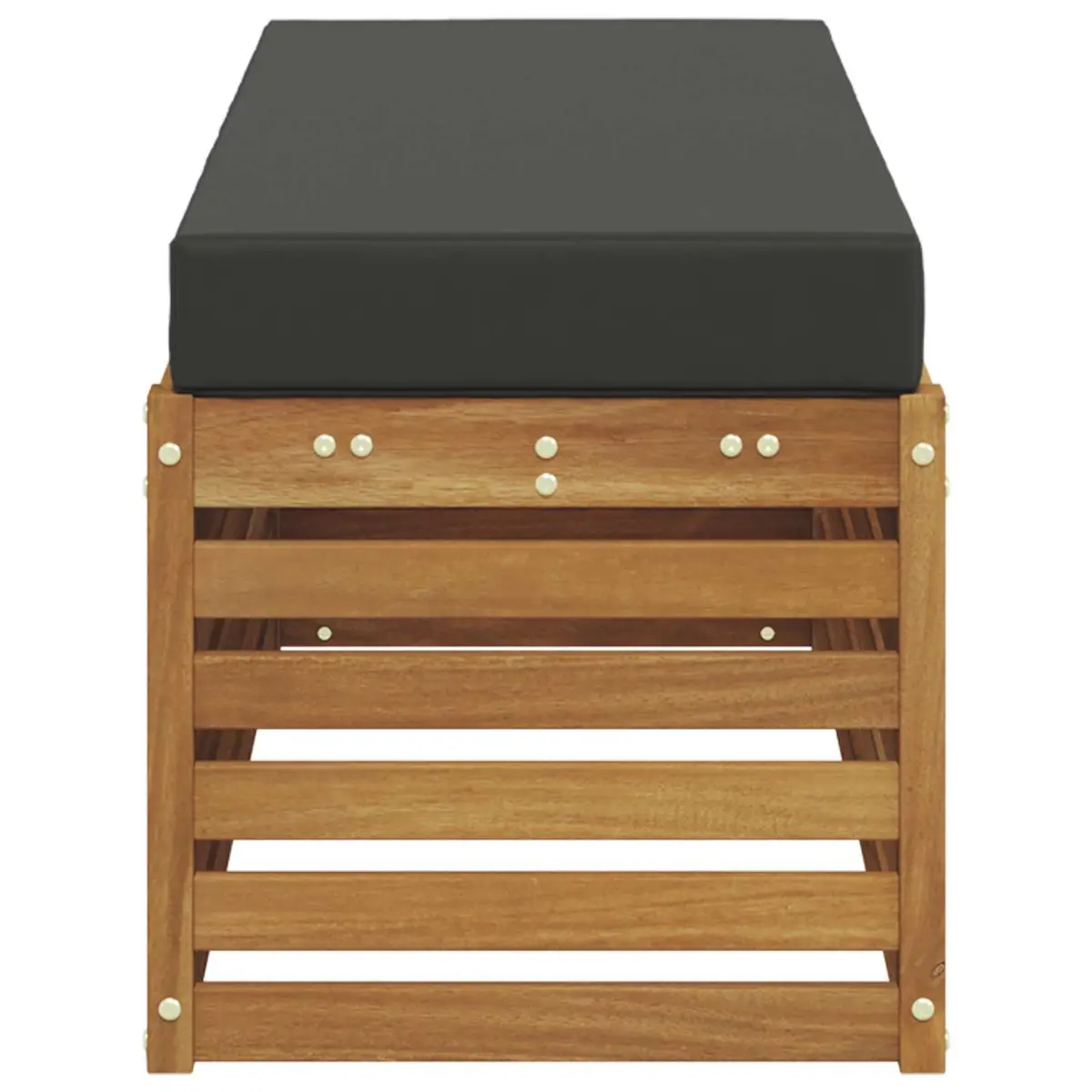 Acacia Wood Stool Bench Outdoor Seating Natural Anthracite Finish