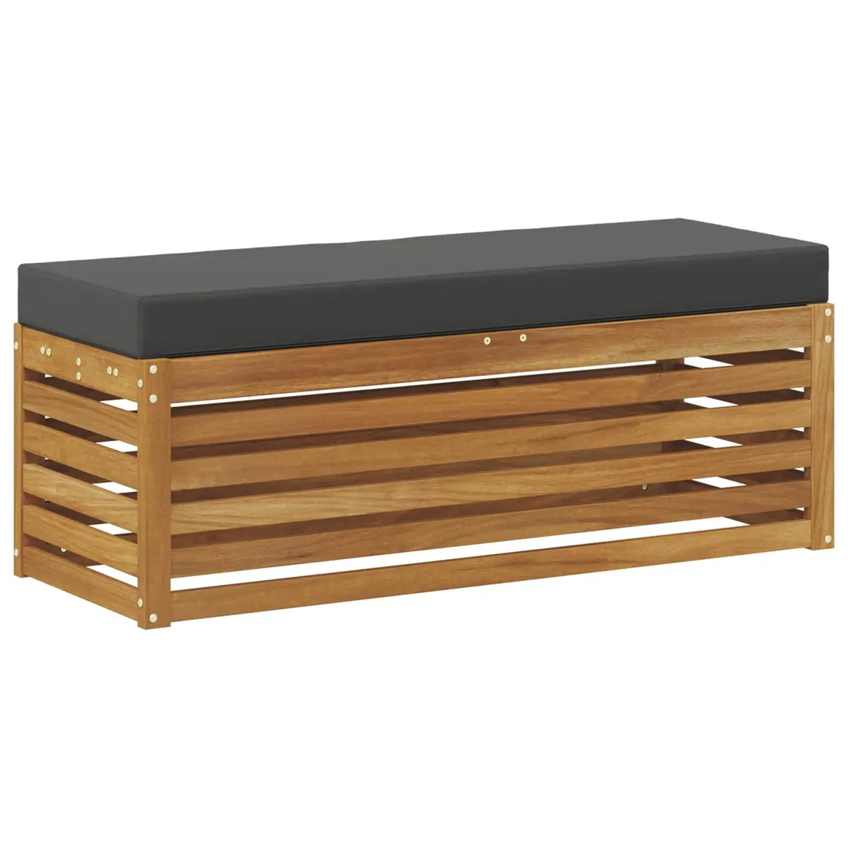 Acacia Wood Stool Bench Outdoor Seating Natural Anthracite Finish