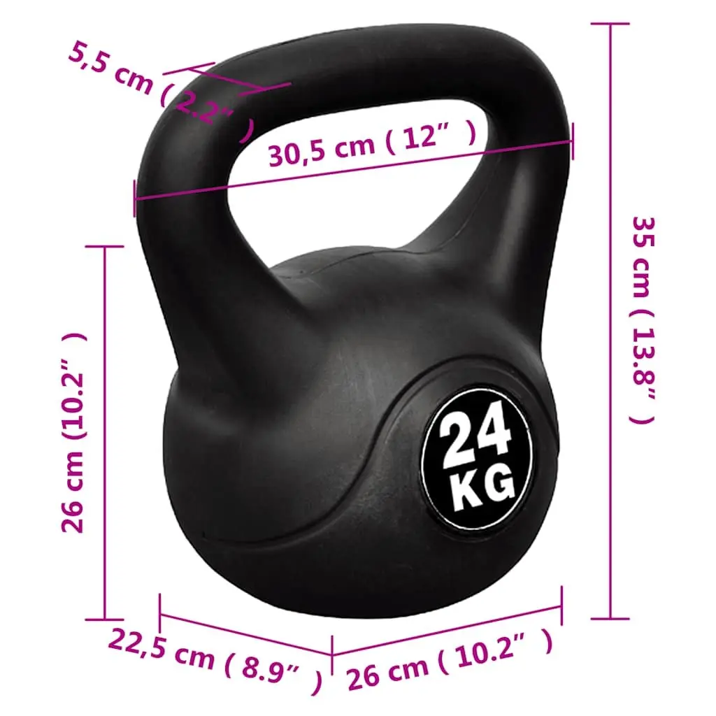 Vinyl Kettlebell Strength Training 24 KG Black
