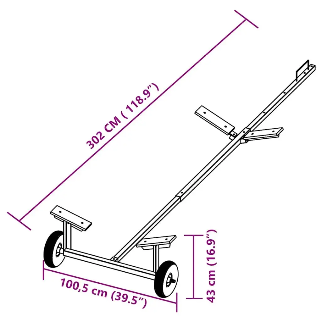 Boat Trailer Adjustable Frame 160 kg Capacity for Small Vessels 4.6 m Black