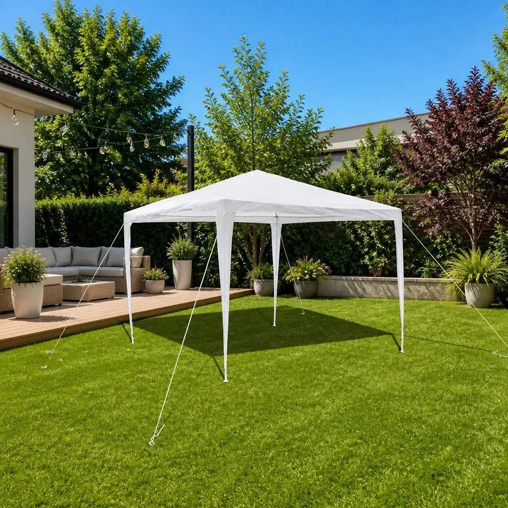 Garden Gazebo Pavilion Outdoor Canopy 3x3m Steel Frame White