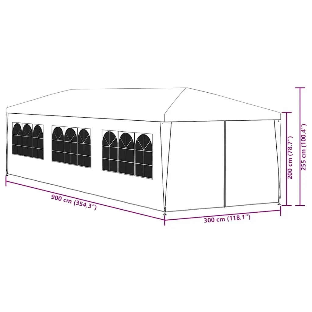 Outdoor Gazebo 3x9m White Party Tent with Side Panels and Windows for Gatherings