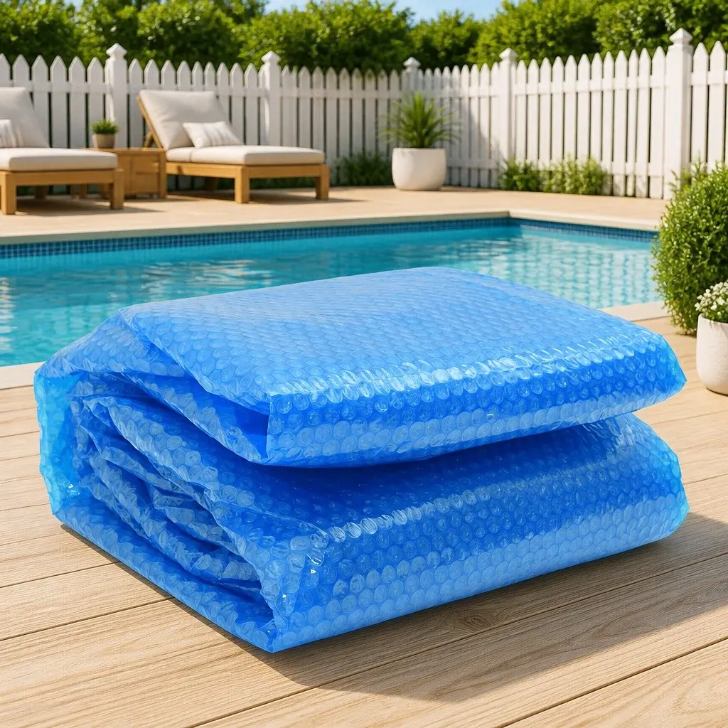 Floating Solar Pool Film Heat Retention 381cm Blue PE Bubble Cover