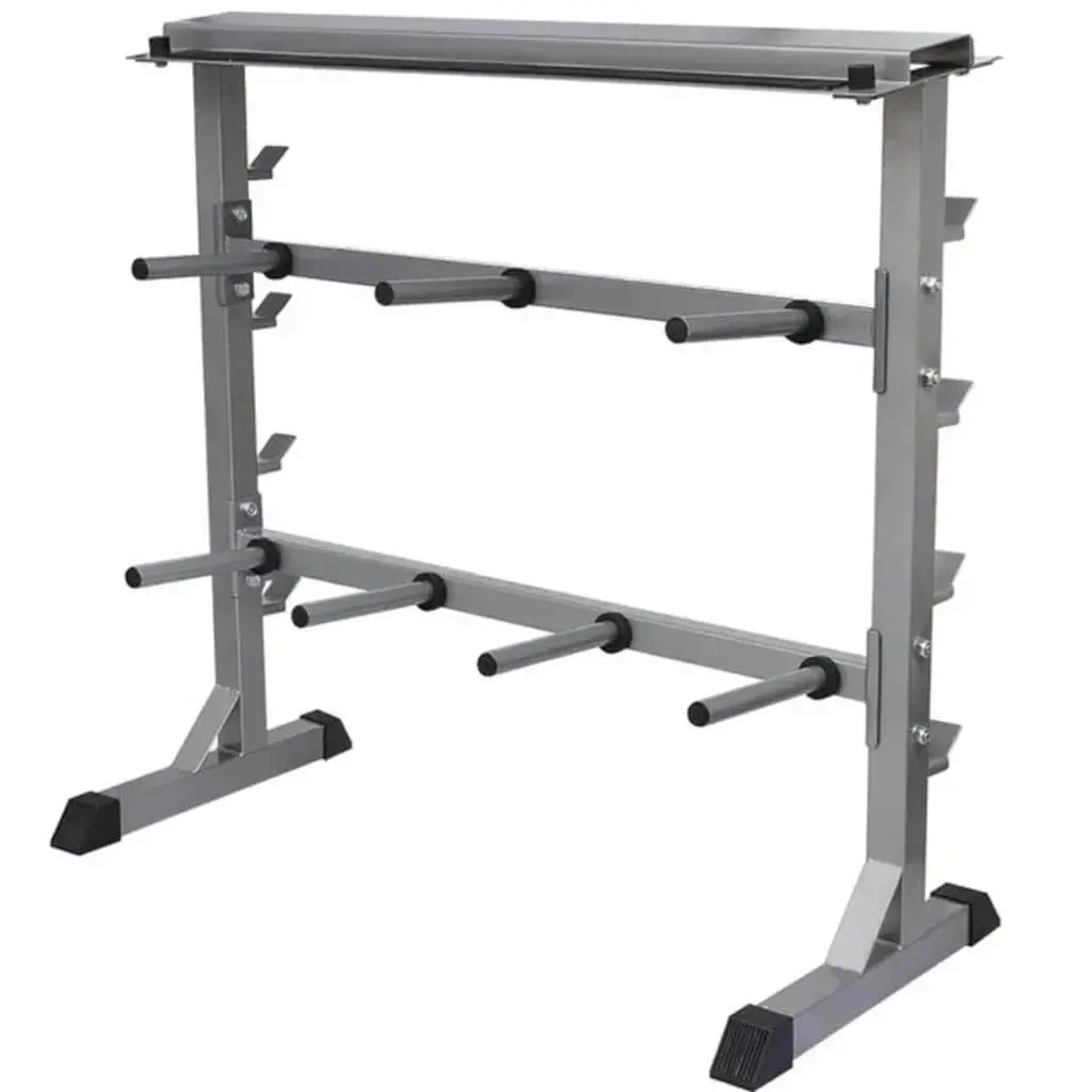 Dumbbell Barbell Rack Organizer Steel Storage Home Gym Black 49 x 100 x 95 cm
