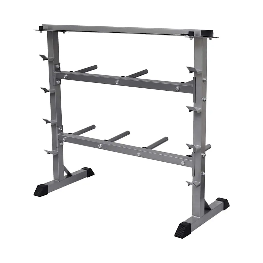 Dumbbell Barbell Rack Organizer Steel Storage Home Gym Black 49 x 100 x 95 cm