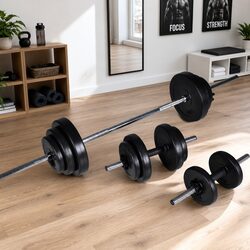 Barbell Dumbbell Weight Set 30.5kg Home Gym Exercise Training Free Weights