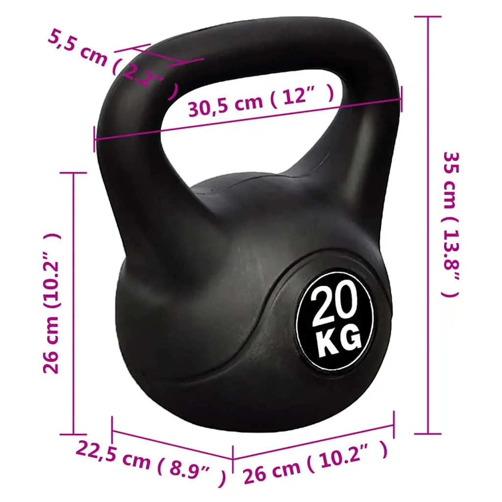 Kettlebell 20 kg Strength Training Exercise Equipment Black