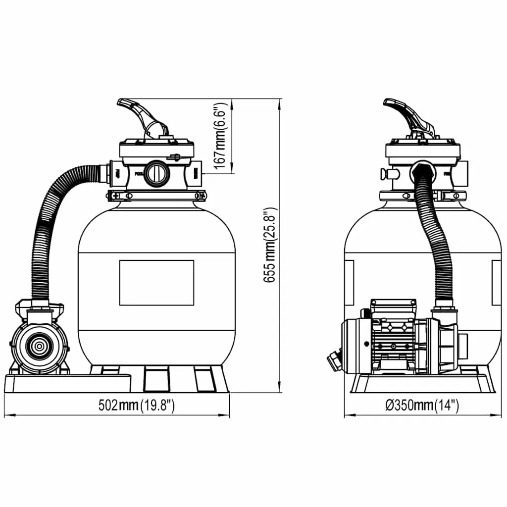 Sand Filter Pump 600W 17000 L/H Above Ground Swimming Pool Cleaner