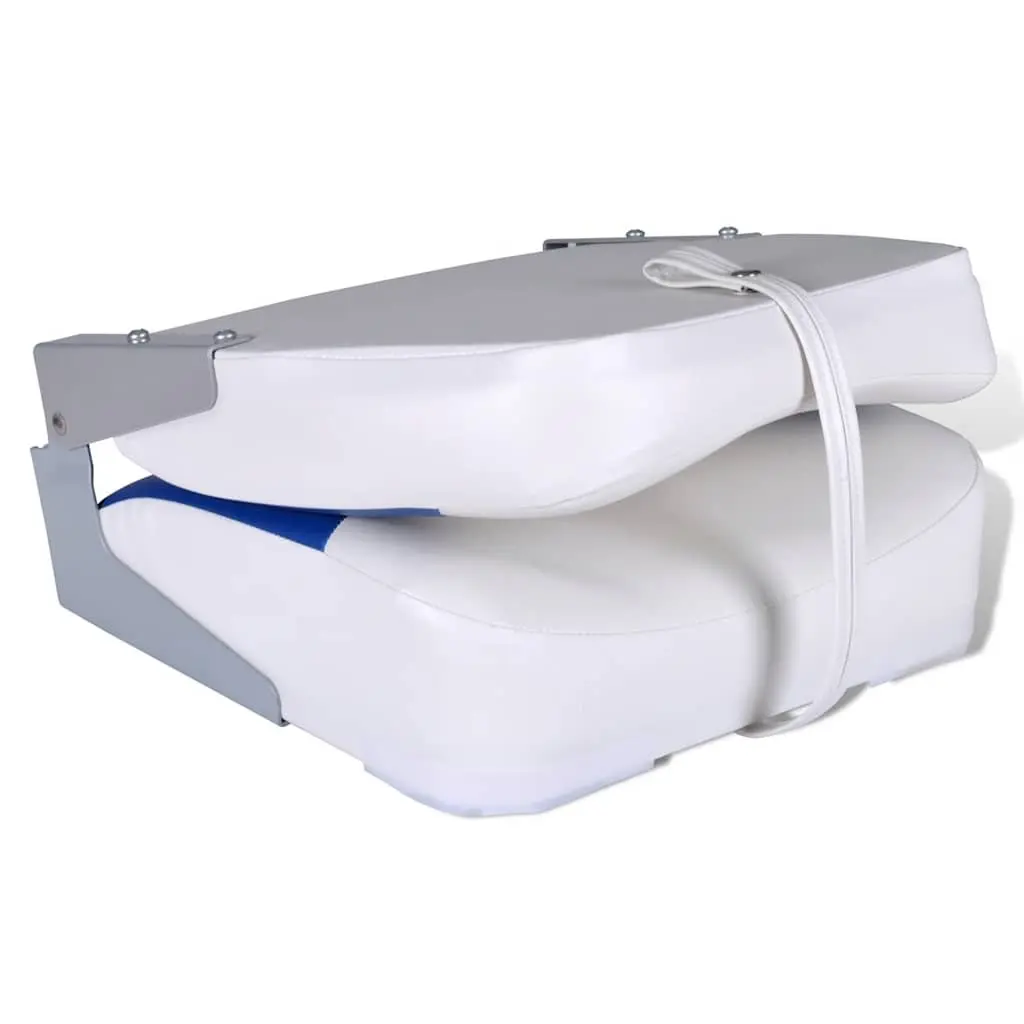 Boat Seat Foldable Backrest Blue White Watercraft Marine Chair