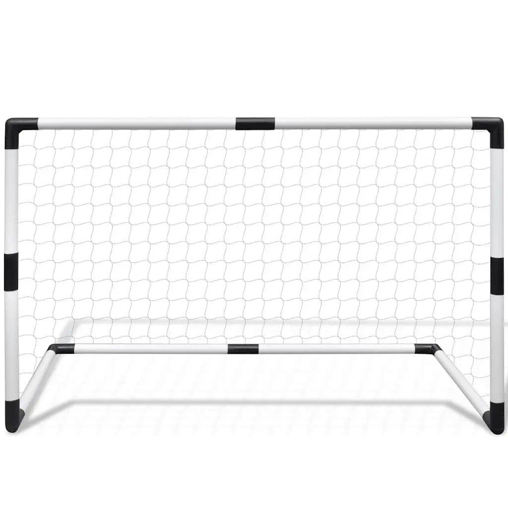 Mini Soccer Goals Set 2pcs Kids Football Training Post Net Outdoor White 91.5 x 48 x 61 cm