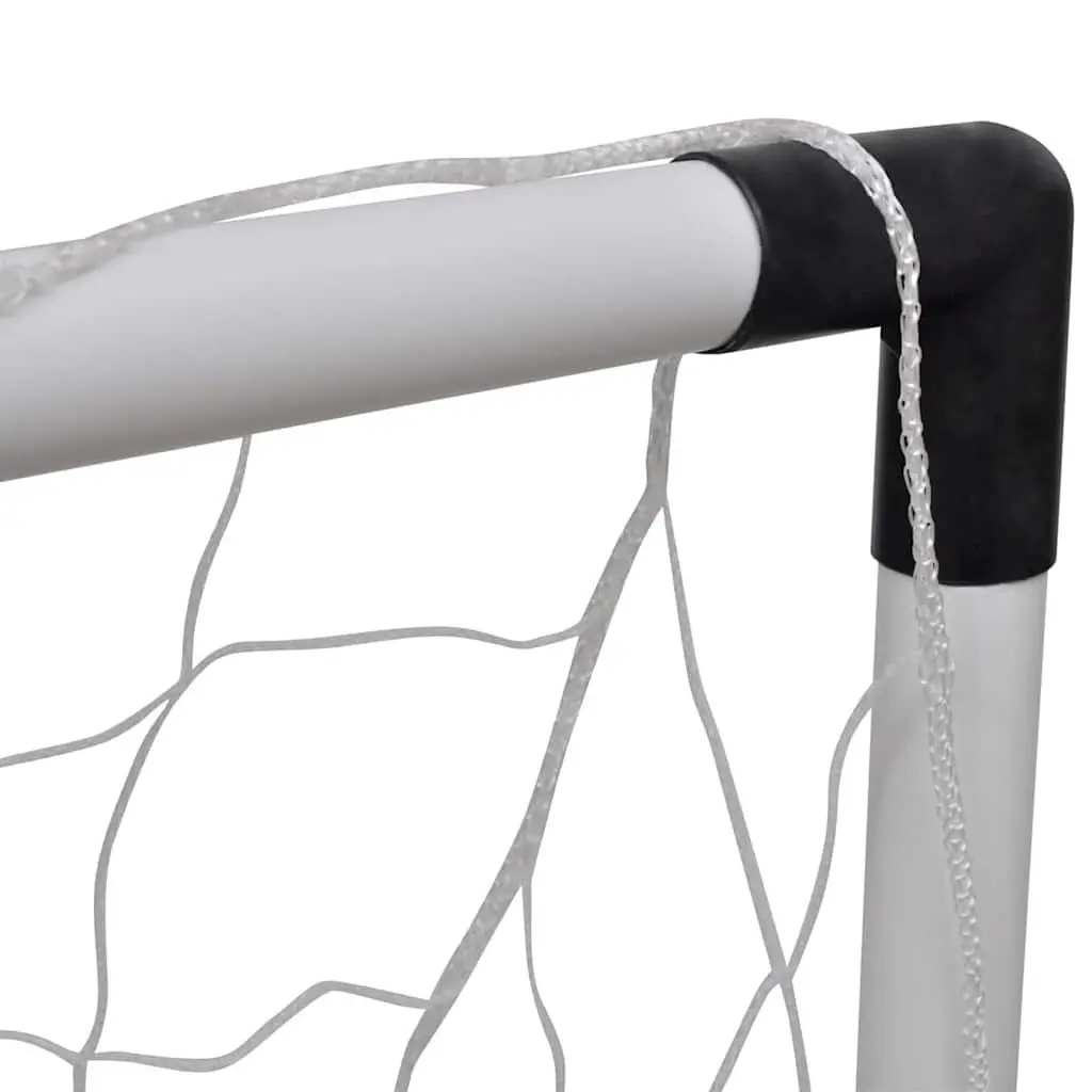 Mini Soccer Goals Set 2pcs Kids Football Training Post Net Outdoor White 91.5 x 48 x 61 cm