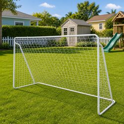 Football Soccer Goal Post Net Set Steel Frame 240x90x150cm Training Sports
