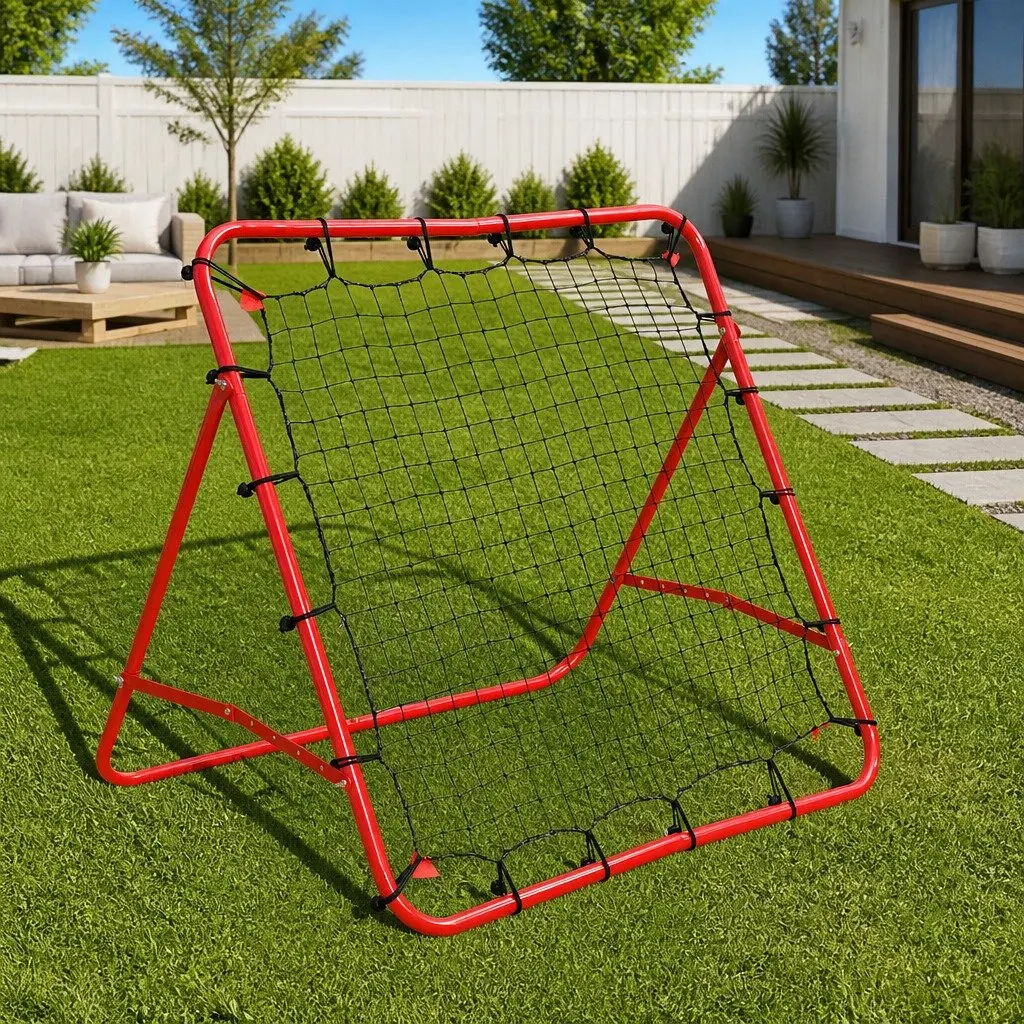 Football Kickback Rebounder Training Net 100x100cm Adjustable 4 Angles White