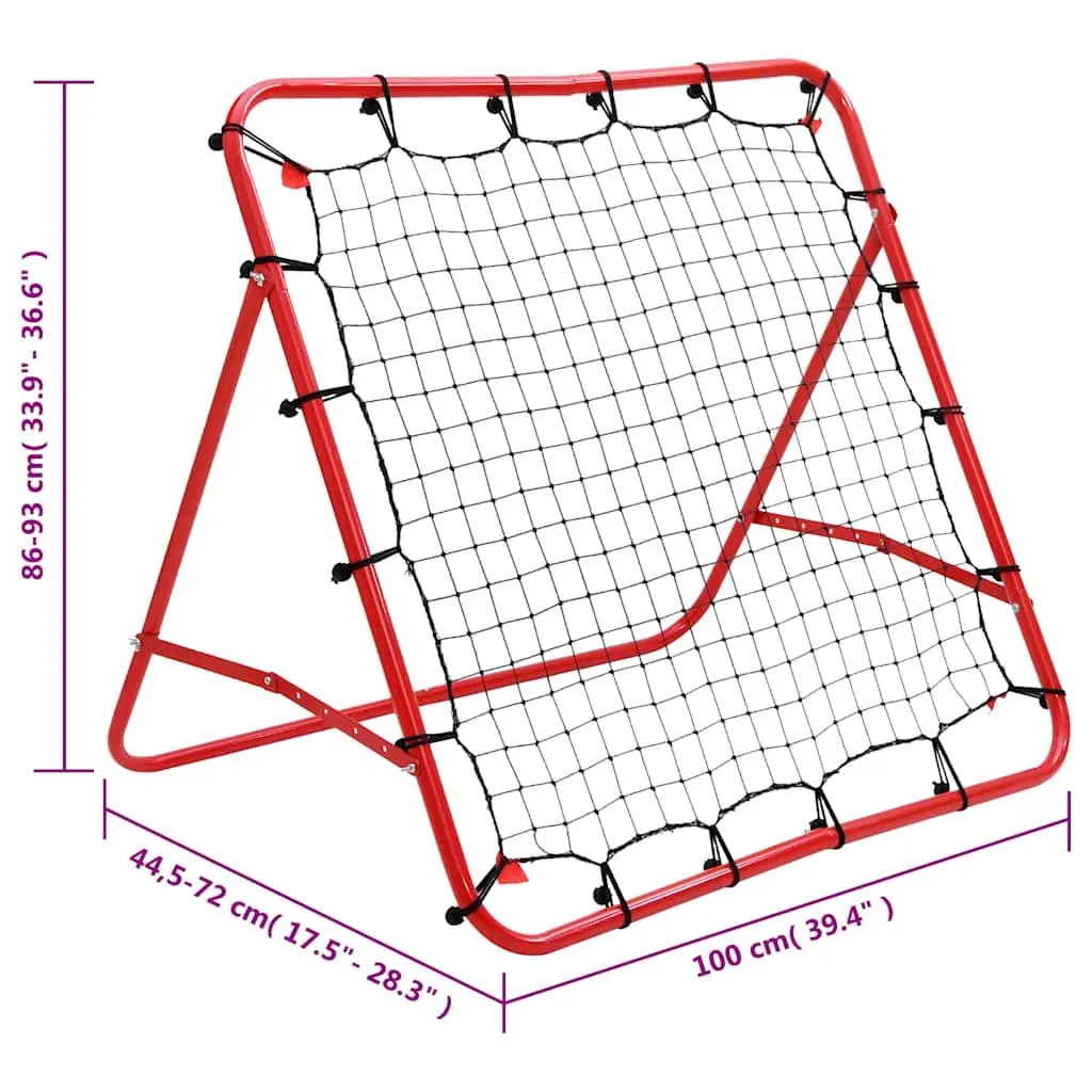 Football Kickback Rebounder Training Net 100x100cm Adjustable 4 Angles White