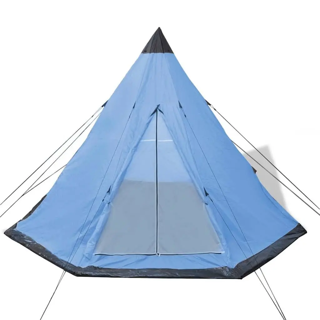 4-Person Tent Blue Tipi Style Outdoor Camping Hiking Shelter Portable