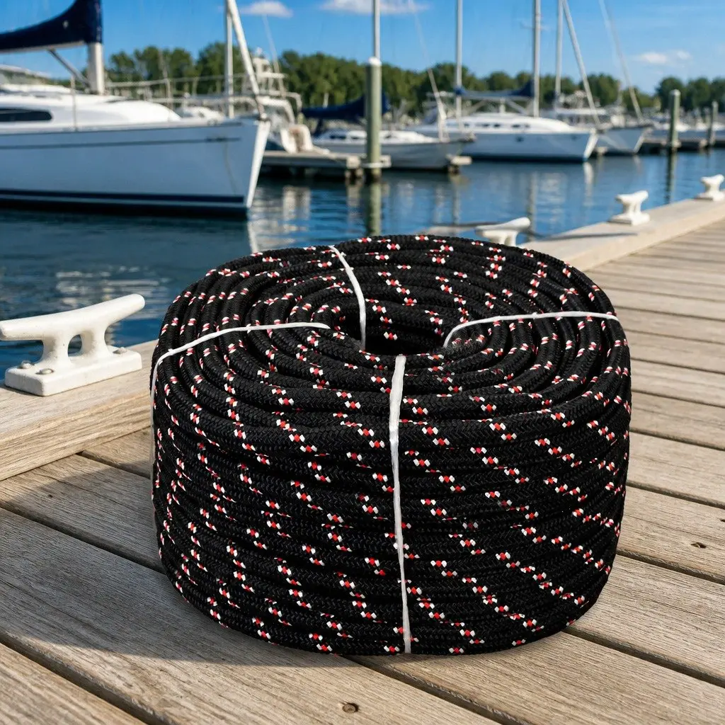 Marine Polypropylene Rope 12mm 50m Boating Sailing Yacht Rigging Dock Line Black