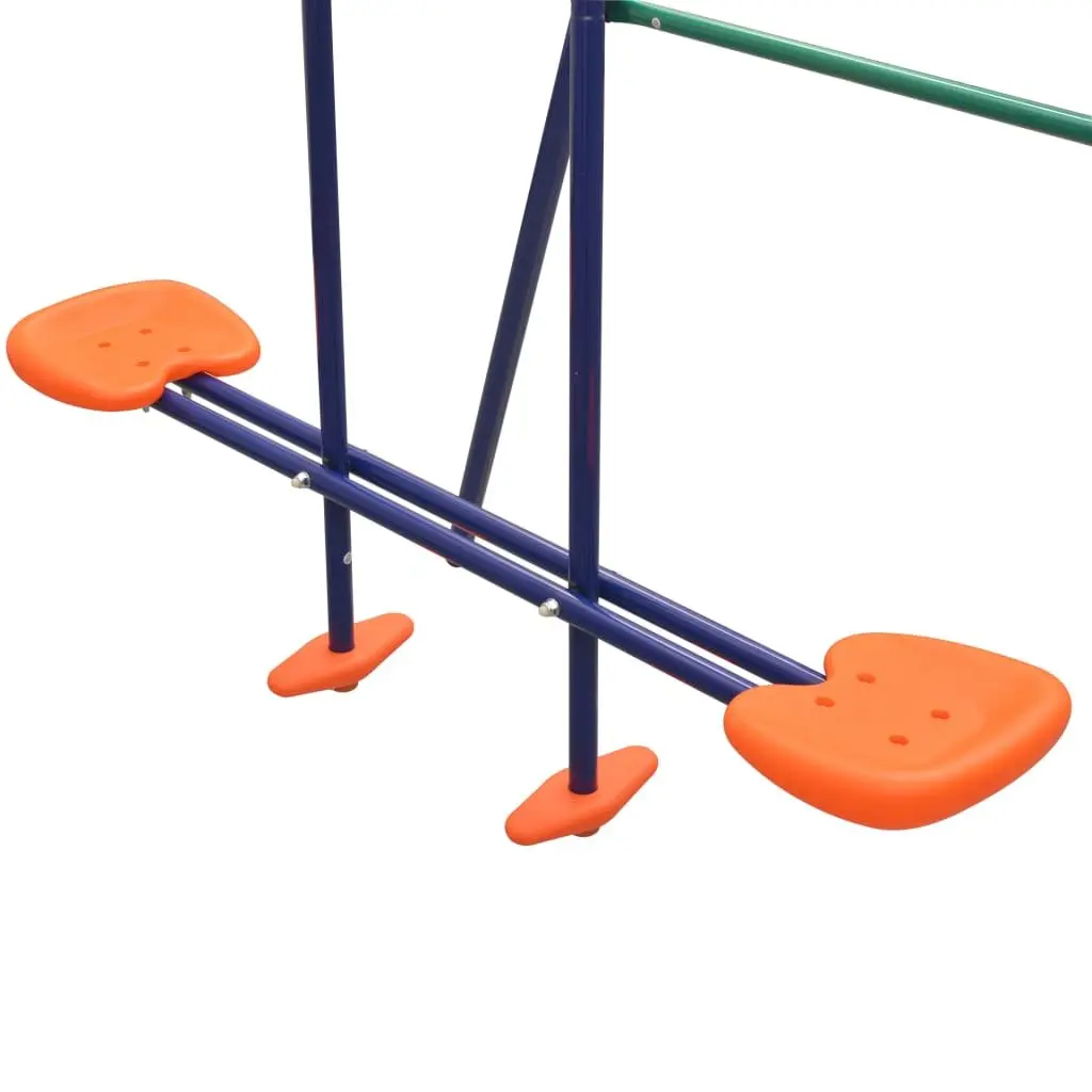 Swing Set with Slide 3 Seats Outdoor Garden Kids Playground Orange