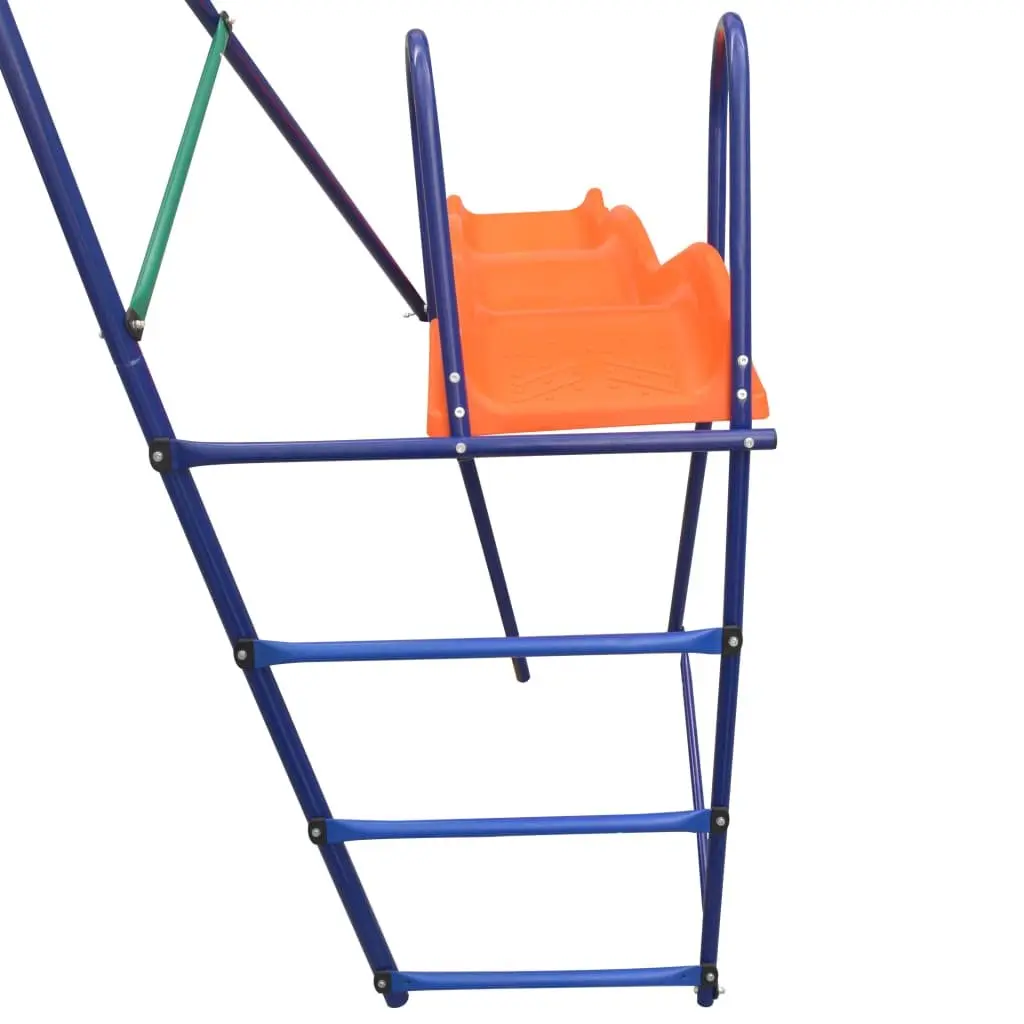 Swing Set with Slide 3 Seats Outdoor Garden Kids Playground Orange
