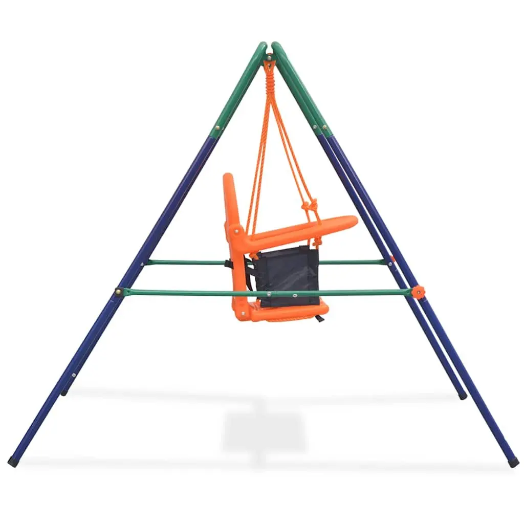 Toddler Swing Set Outdoor Play Equipment High Back Seat Orange