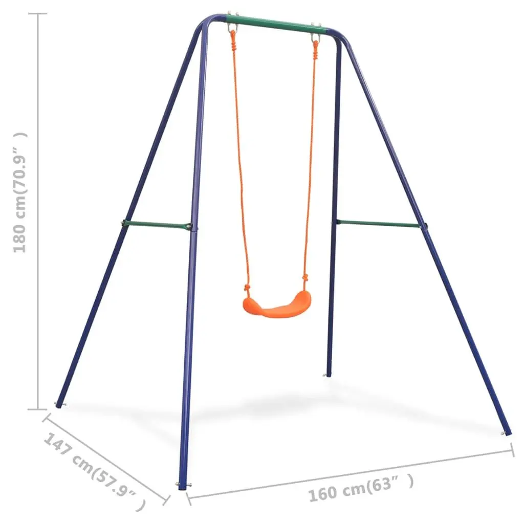 Single Swing Outdoor Play Equipment Kids Garden Backyard A-Frame Sturdy Orange