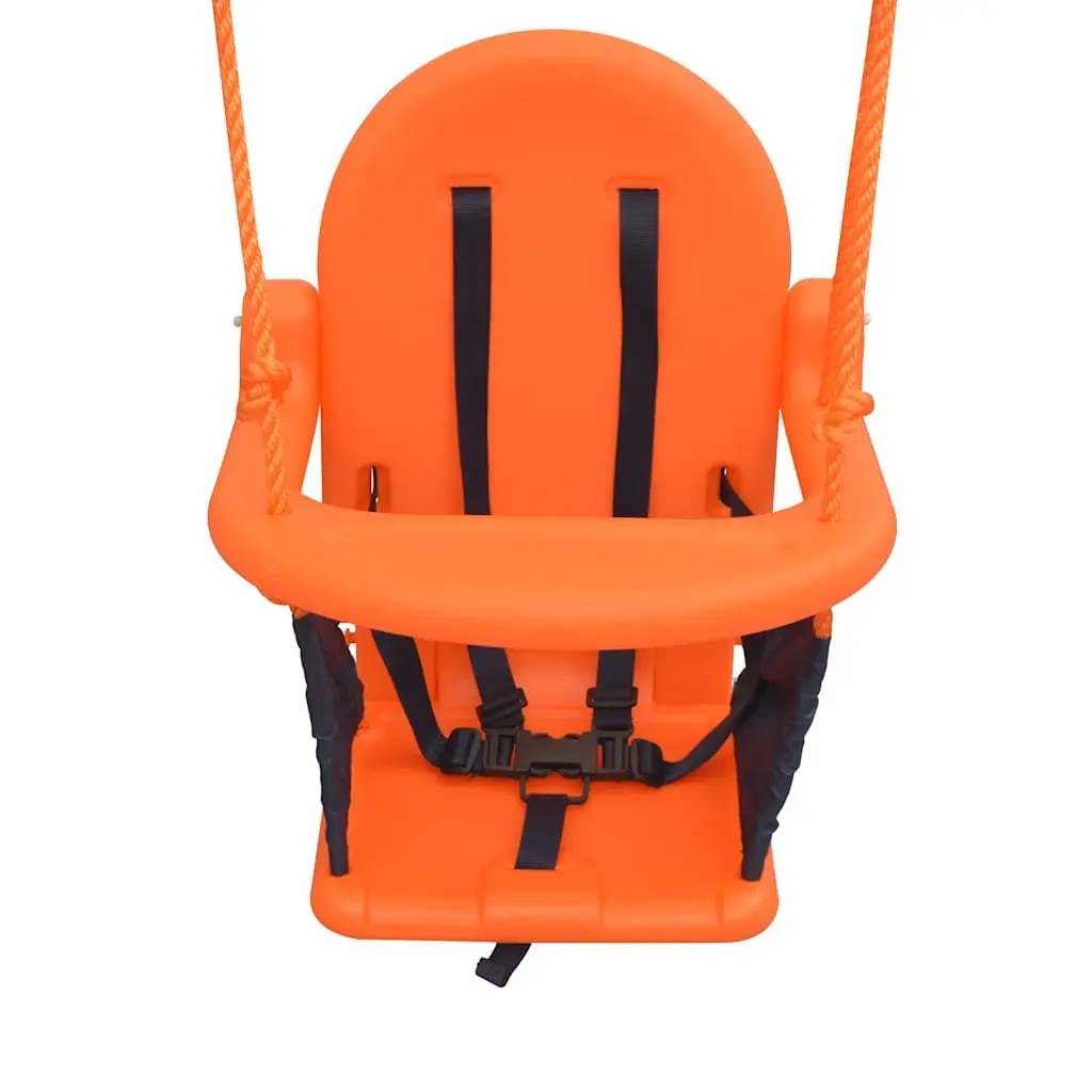 Swing Set Outdoor Play Equipment 2-in-1 Single and Toddler Swing A-Frame Orange