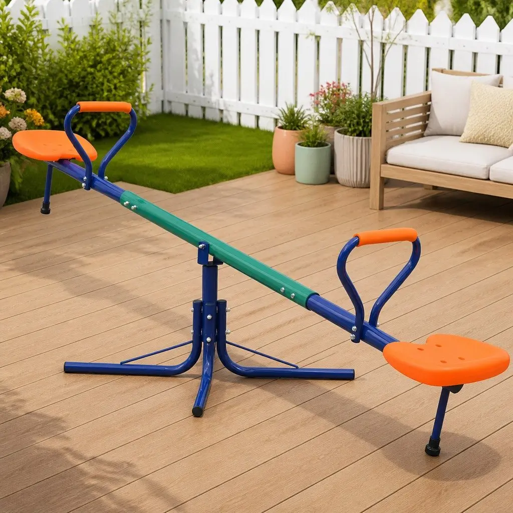 360-Degree Rotating Seesaw Outdoor Playground Equipment Kids Orange