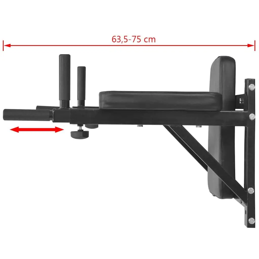 Dip Station for Tricep and Abdominal Exercises Adjustable Wall-Mounted Fitness Equipment Black
