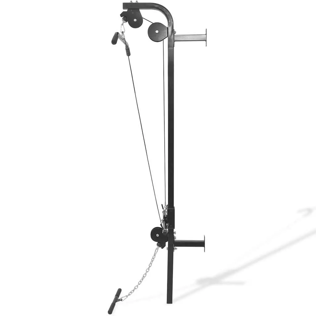 Wall-Mounted Home Gym Dual Pulleys Lat Pull-Down Bar Cable Pull-Up Black