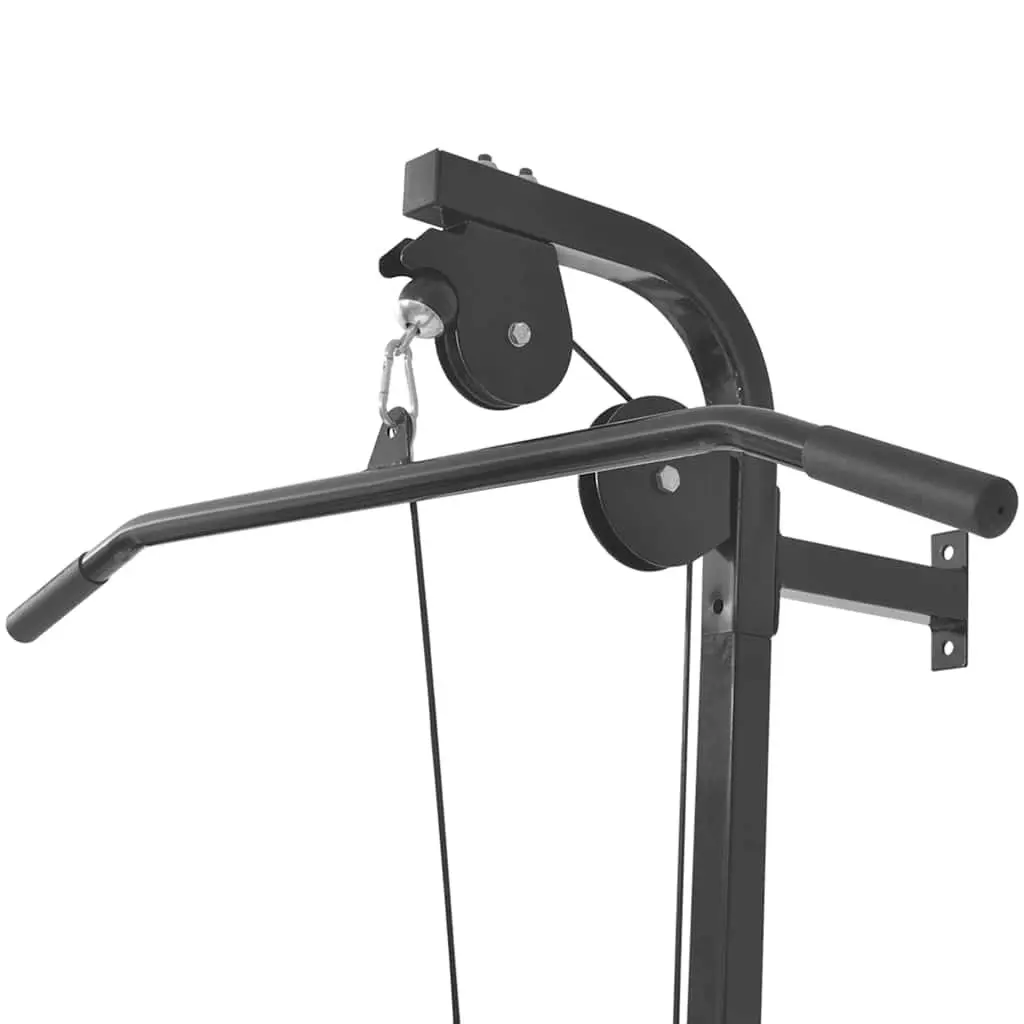 Wall-Mounted Home Gym Dual Pulleys Lat Pull-Down Bar Cable Pull-Up Black