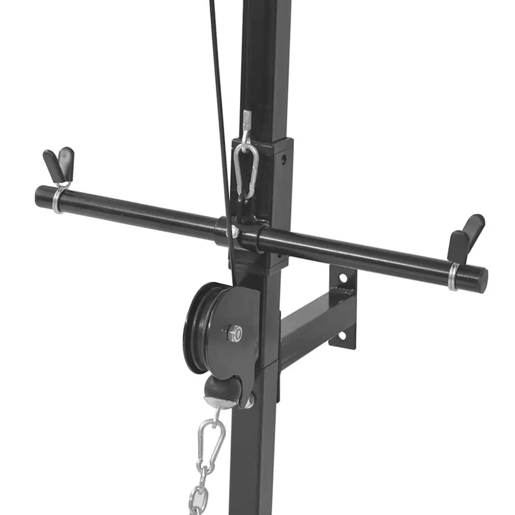 Wall-Mounted Home Gym Dual Pulleys Lat Pull-Down Bar Cable Pull-Up Black