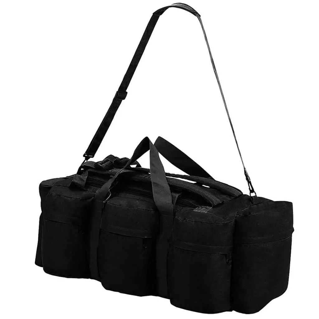 Duffel Bag 45L Army Style 3-in-1 Shoulder Backpack Outdoor Travel Black