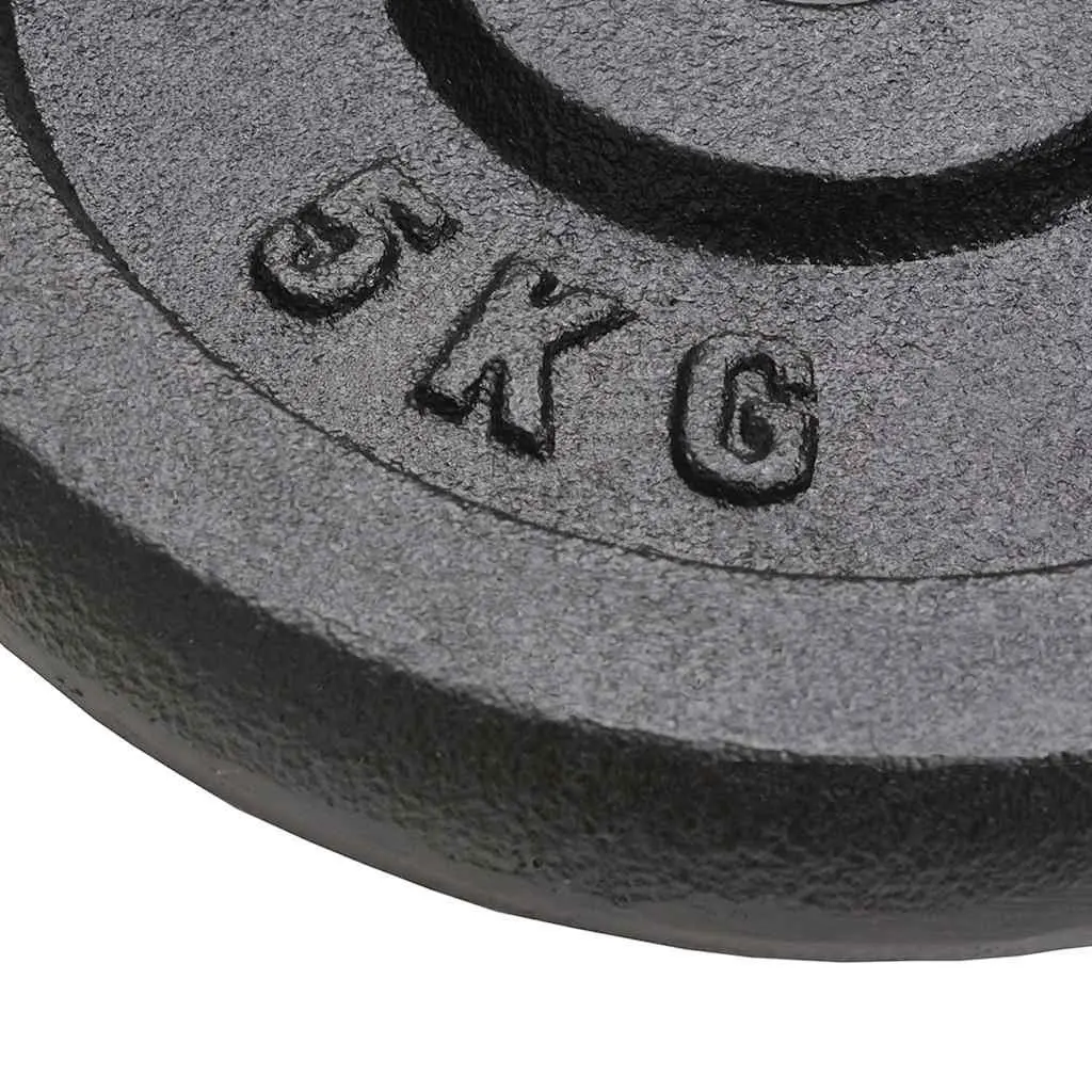 Cast Iron Weight Plates 5kg Each Strength Training Home Gym Black 4 Piece