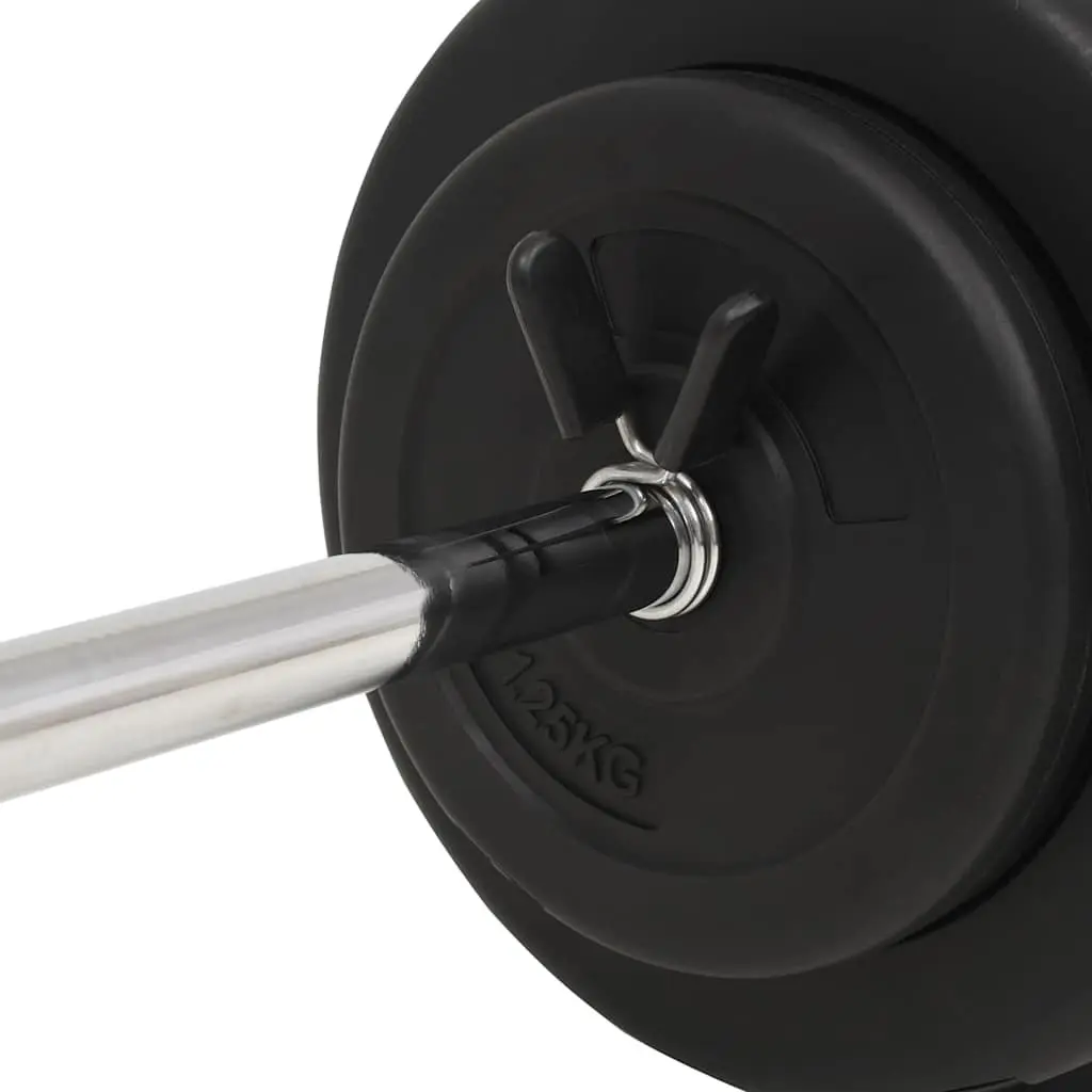 Barbell Set 30kg Weightlifting Free Weights Home Gym Equipment Black